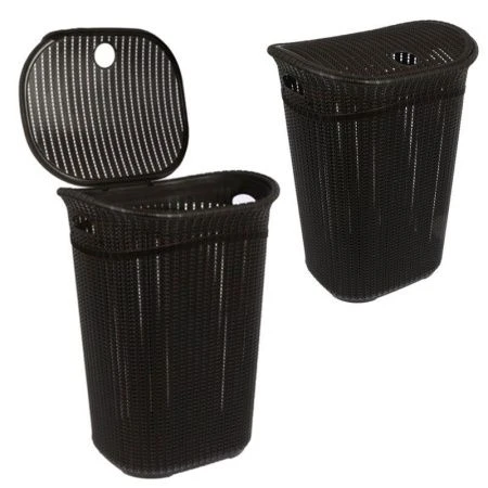 яяяКорзина для белья 55л вязаная с крышкой коричневая 2401 (6)