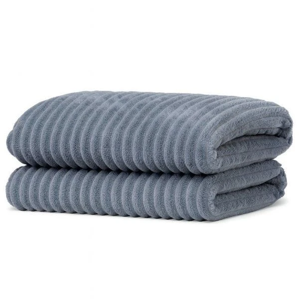 Плед 200*220см велсофт 300GSM полоска 2,5мм серый JC-17895 (10)