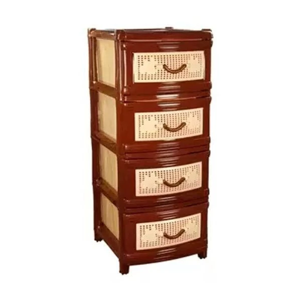 Комод 4-х секционный 48*38*98см пластик коричневый (1)