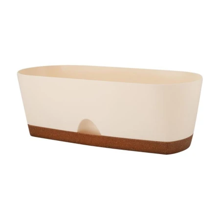 Балконный ящик 6л 40*17*13,3см пластик WOOD сливочный/бук (12)