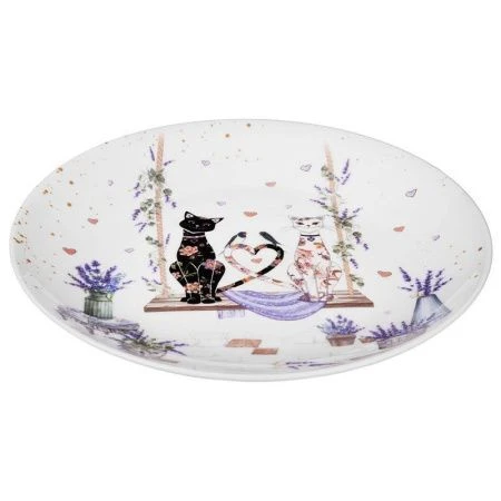 Тарелки мелкие набор 2шт 20,5*2см фарфор ЛАВАНДОВЫЕ КОТЫ десертные (18)