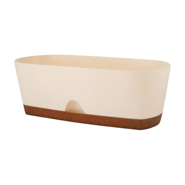 Балконный ящик 6л 40*17*13,3см пластик WOOD сливочный/бук (12)