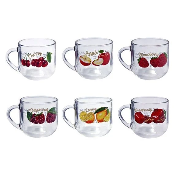 Кружка 300мл стекло Грамине ПОЛЕЗНЫЕ ФРУКТЫ микс (18)