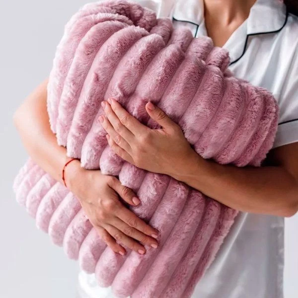 Плед 200*220см велсофт 300GSM полоска 2,5мм розовая пудра JC-17903 (10)