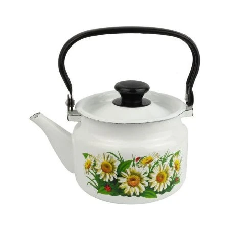 Чайник заварочный 1500мл эмаль белый с рис. цилиндрический 42704-082/6-У (4)