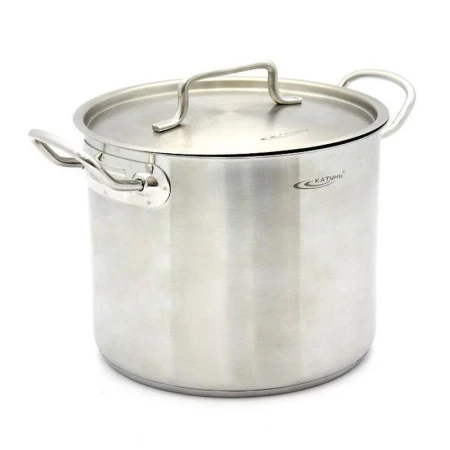 Кастрюля 9л нерж.сталь ОБЩЕПИТ-ШЕФ мет.крышка D24см H20см индукция КТ-ОБ-09 (2)