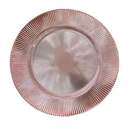 Тарелка мелкая 21см стекло розовый десертная (24)