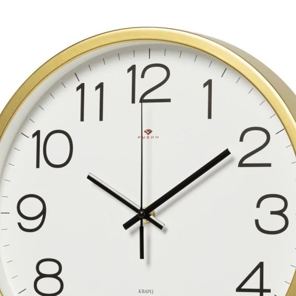Часы настенные 30см пластик РУБИН Классика золотой (10)