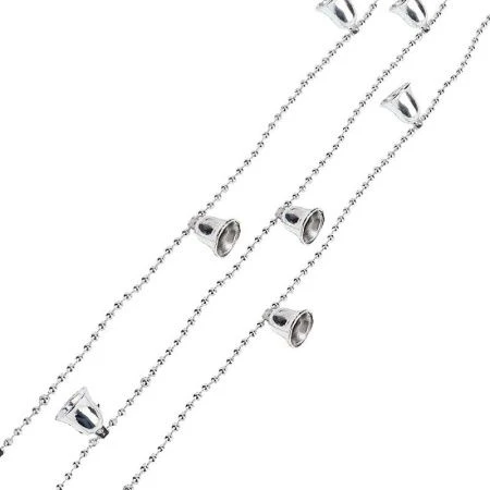 Новогоднее украшение бусы на ёлку серебряные  "Колокольчики" НУ-6742