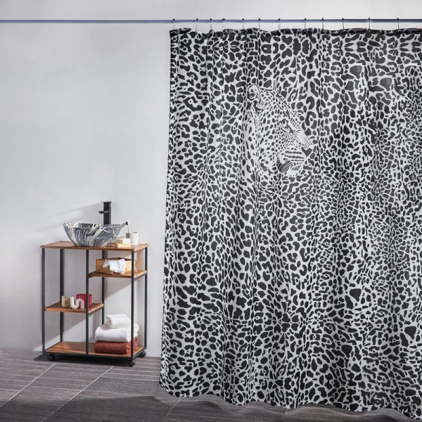 Штора для ванной текстиль с пропиткой 180*200см с кольцами Ночь (48)