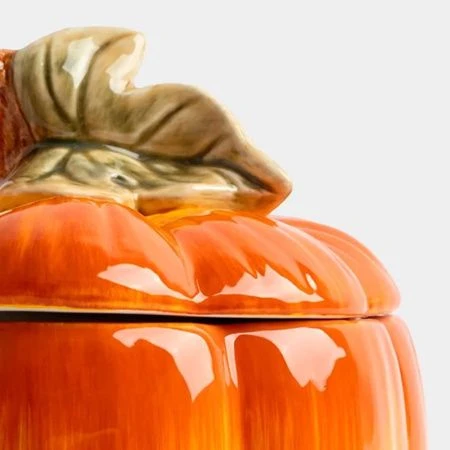 Емкость для хранения 1,3л 19*15 см керамика Тыква оранжево-зеленая ANLAF-FDWS-031224-6