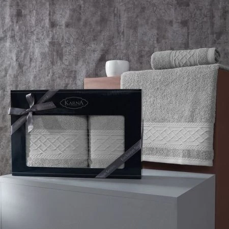 яяяНабор полотенец махровые 2пр 50*90/70*140см Karna GRAVIT (Серый)
