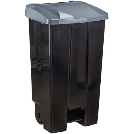 Бак для мусора 110л 430*500*890мм пластик с педалью на колесах серый (1)