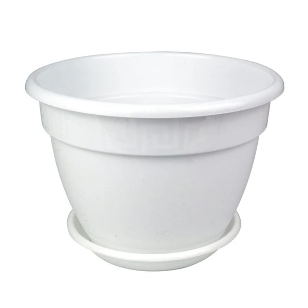 Горшок цветочный 1,6л d17см пластик АНТИК с поддоном белый 5PL0001 (35)