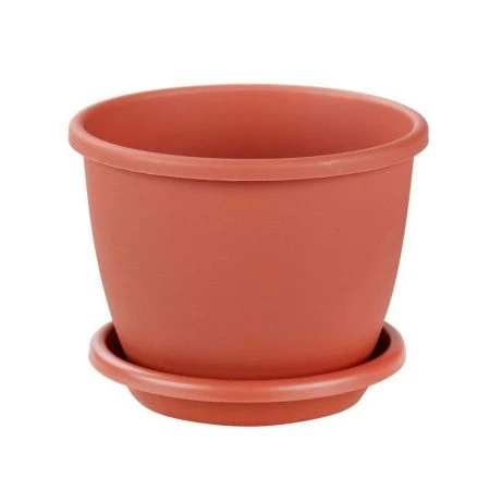 Горшок цветочный 1,1л пластик АФИНА с поддоном коричневый (20)