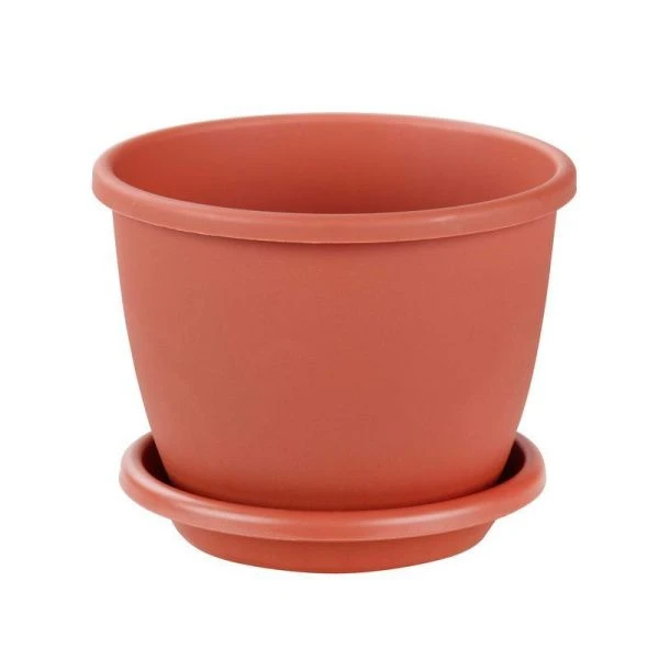 Горшок цветочный 1,1л пластик АФИНА с поддоном коричневый (20)