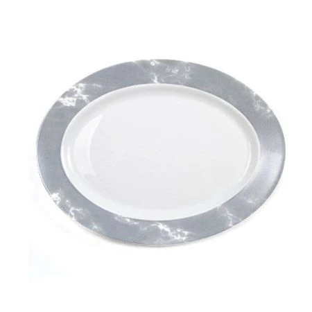 Блюдо 30см стеклокерамика СЕРЫЙ МРАМОР овальное (2/24)