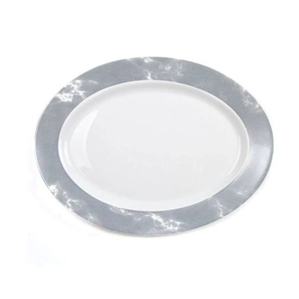 Блюдо 30см стеклокерамика СЕРЫЙ МРАМОР овальное (2/24)