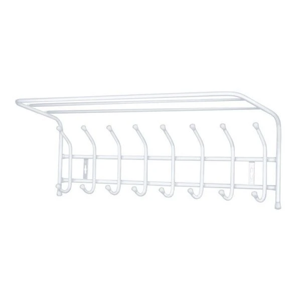 Вешалка с полкой настенная 800*238*268мм металл белая матовая ВП8 (5)