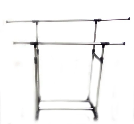 Вешалка гардеробная телескопическая двойная, с раздвижной перекладиной, упроч. на 50кг металл (10)