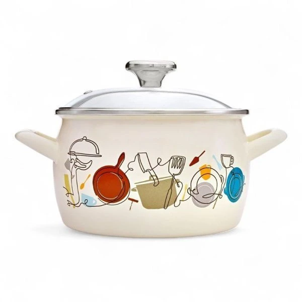 Кастрюля 3,1л эмаль КУХНЯ эксклюзив со стекл.крышкой (4)