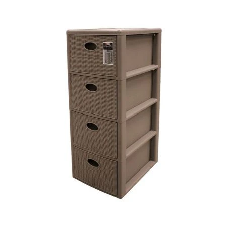 Комод 4-х секционный 38,5*29*80,5см пластик ЭЛЕГАНС Мини серо-коричневый (1)