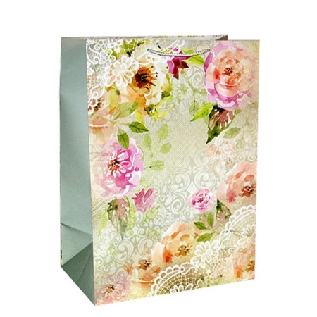 Пакет бумажный 40*55*24см вертикальный глянцевый Кружева чувств 26-471 (12/144)