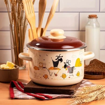 Кастрюля 2л эмаль ПОДВОРЬЕ цилиндрическая ТМ Appetite 6RD161M (8)