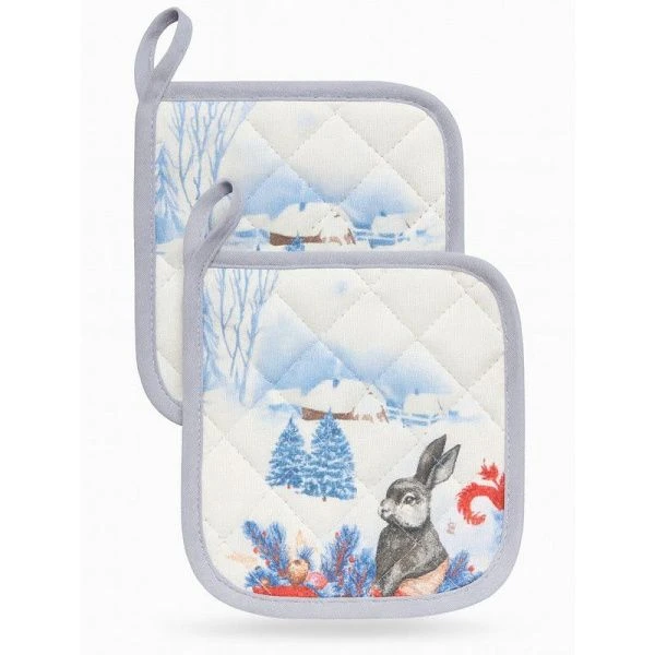 Прихватка набор 2пр рогожка LeSonnet рис. Праздник