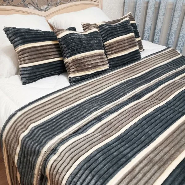 Плед 200*220 фланель двухсторонний ДомВелл рис. Полоски