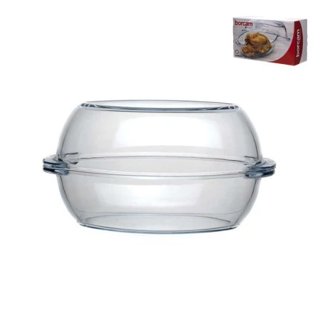 Кастрюля 2,85л стекло БОРКАМ овальная с крышкой 59072 (4)