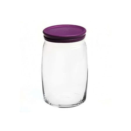 Банка для сыпучих продуктов 1,1л стекло ЧЕШНИ с сиреневой пластм.крышкой(6/12)