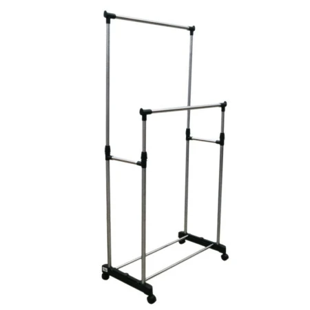 Вешалка гардеробная телескопическая двойная упрочнённая на 50кг металл (800-1600)х430х800 JC-123 (6)