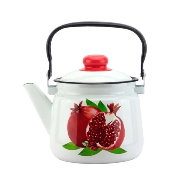 Чайник 2,5л эмаль ГРАНАТЫ белый с рис. 01-2711/4 (4)