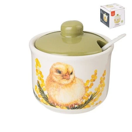 Сахарница 300мл 10*9,5см керамика Sunday с ложкой (36)