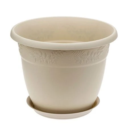 Кашпо 1,4л d160мм пластик РЯБИНА с поддоном латте (20)