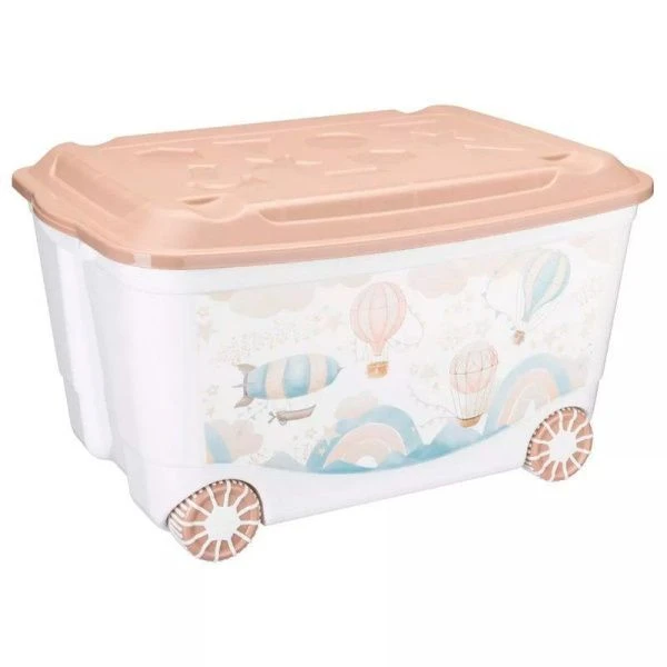 Ящик для игрушек 45л 580*390*335мм пластик ВОЗДУШНЫЕ ШАРЫ темно-бежевый (4)
