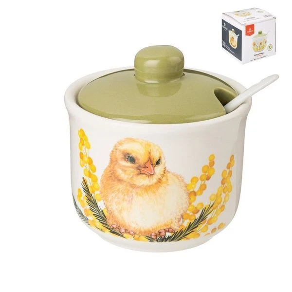 Сахарница 300мл 10*9,5см керамика Sunday с ложкой (36)