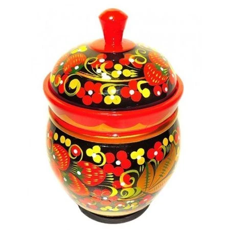 Солонка 12,5*7,5см дерево с хохломской росписью Большая (1)