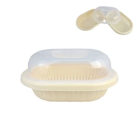 Хлебница универсальная 3 в 1 (хлебница, салатница, дуршлаг) 30*21*13,5см пластик бежевая (35)