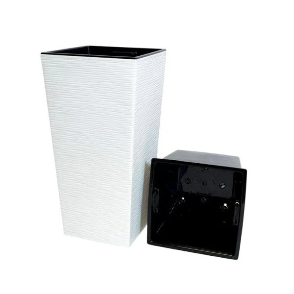 Горшок цветочный 45л 30,5*62см пластик ФИНЕЗИЯ ДЖУТ с вкладкой 19л белый (1)