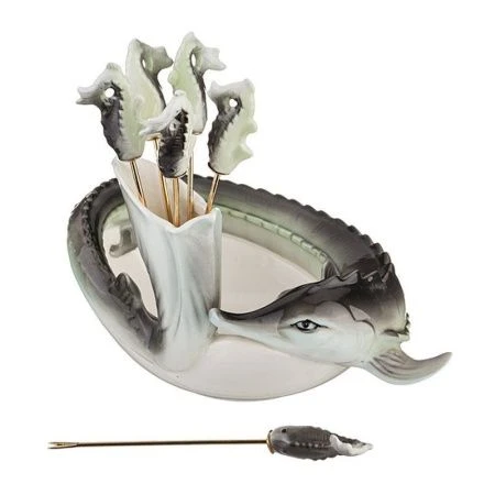 Набор для канапе фарфор СТЕРЛЯДЬ (блюдо с 6 вилочками) (24)