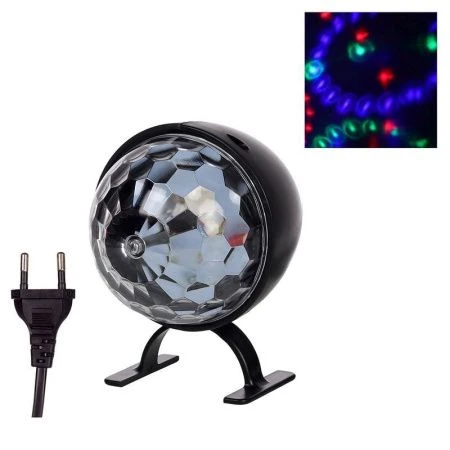 Проектор Диско-шар светодиодный горизонтальный вращающийся 3Вт, шнур 95см XX-52 (50)