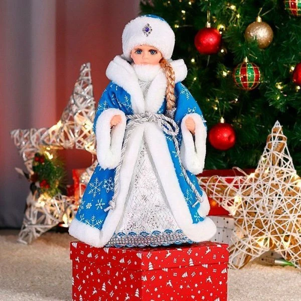 Внучка деда мороза в голубой шубе, с мелодией, 40 см Т-6821