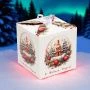 Коробка новогодняя подарочная складная картон Рождественская церковь 12*12*12см Коробка новогодняя подарочная складная картон Рождественская церковь 12*12*12см