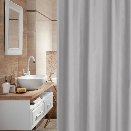 Штора для ванной 180*200см полиэстер с утяжелителем PLE PREMIUM серая DR-60060 (25)