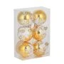 Набор шаров 6шт 6см с декором , золото с белым, пластик СНОУ БУМ