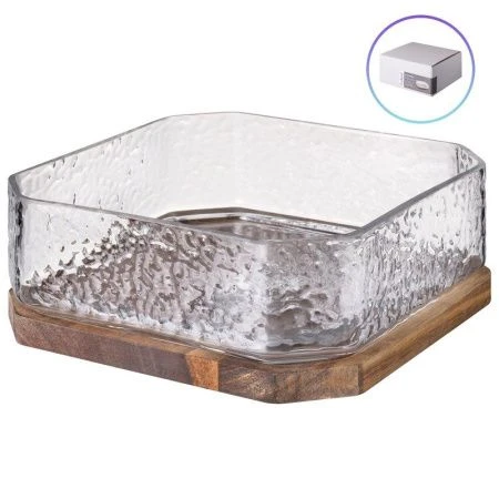 Фруктовница 21*8см стекло/дерево на подставке (8)