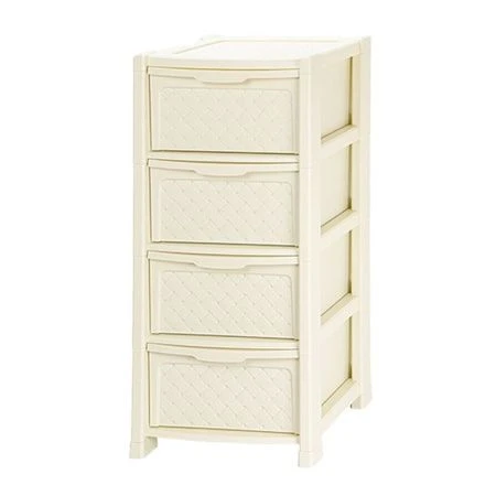Комод 4-х секционный 39*39*82,5см пластик ВИОЛА слоновая кость