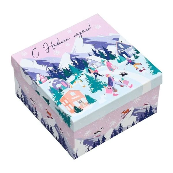 Коробка новогодняя подарочная картон 20*20*11см